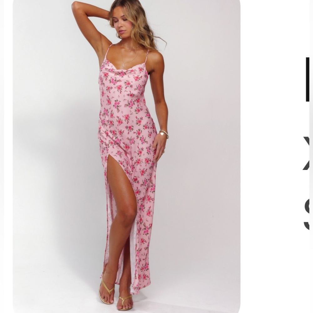 Floral Pink Maxi Dress with Slit from Resa